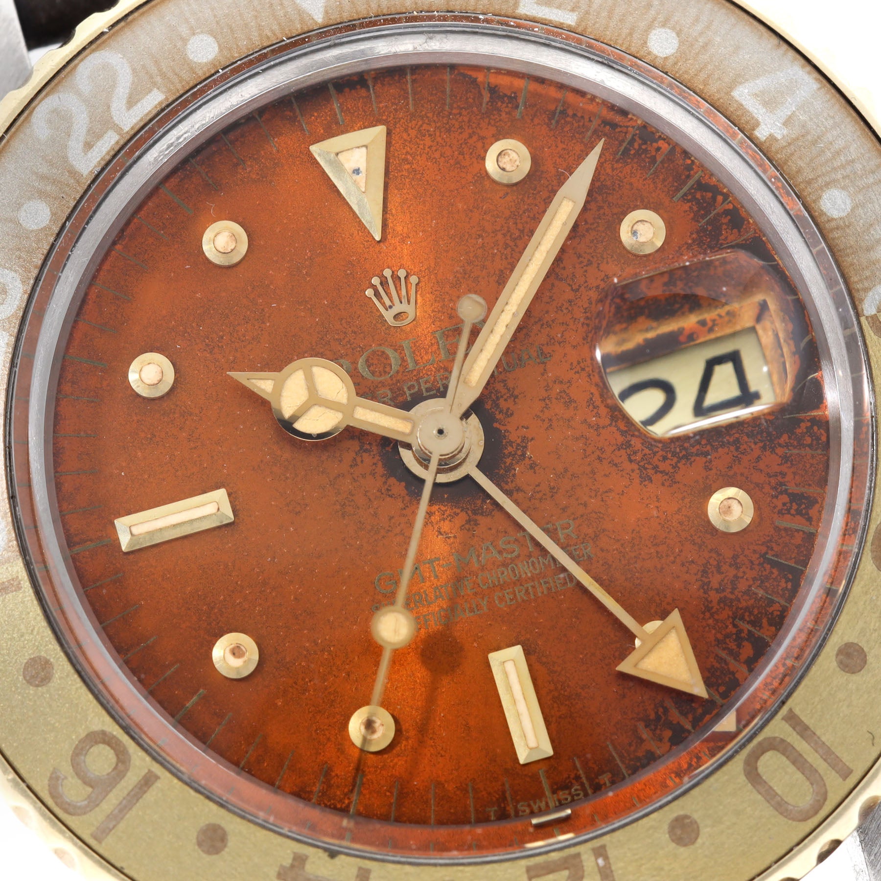 Rolex GMT-Master 1675 Two-Tone Topical Nipple Dial Root Beer