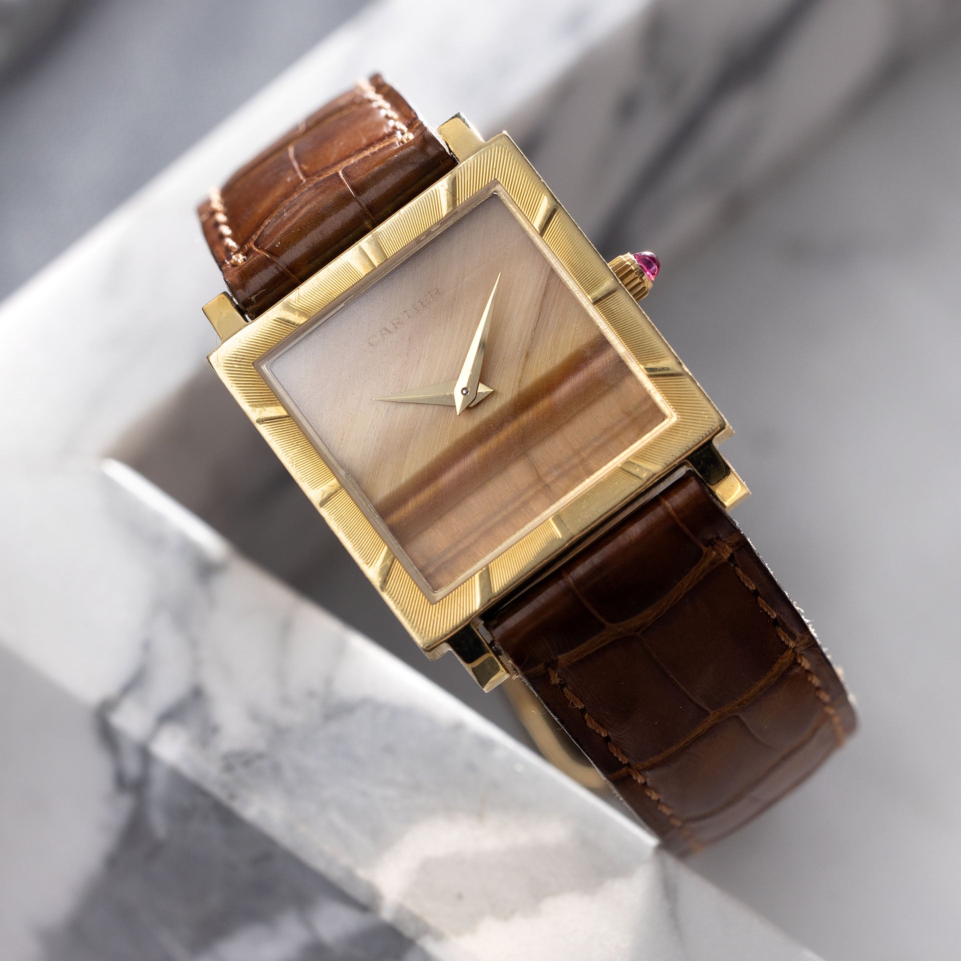 Cartier by Piaget 9603 Yellow Gold Dress Watch Honey Onyx Dial
