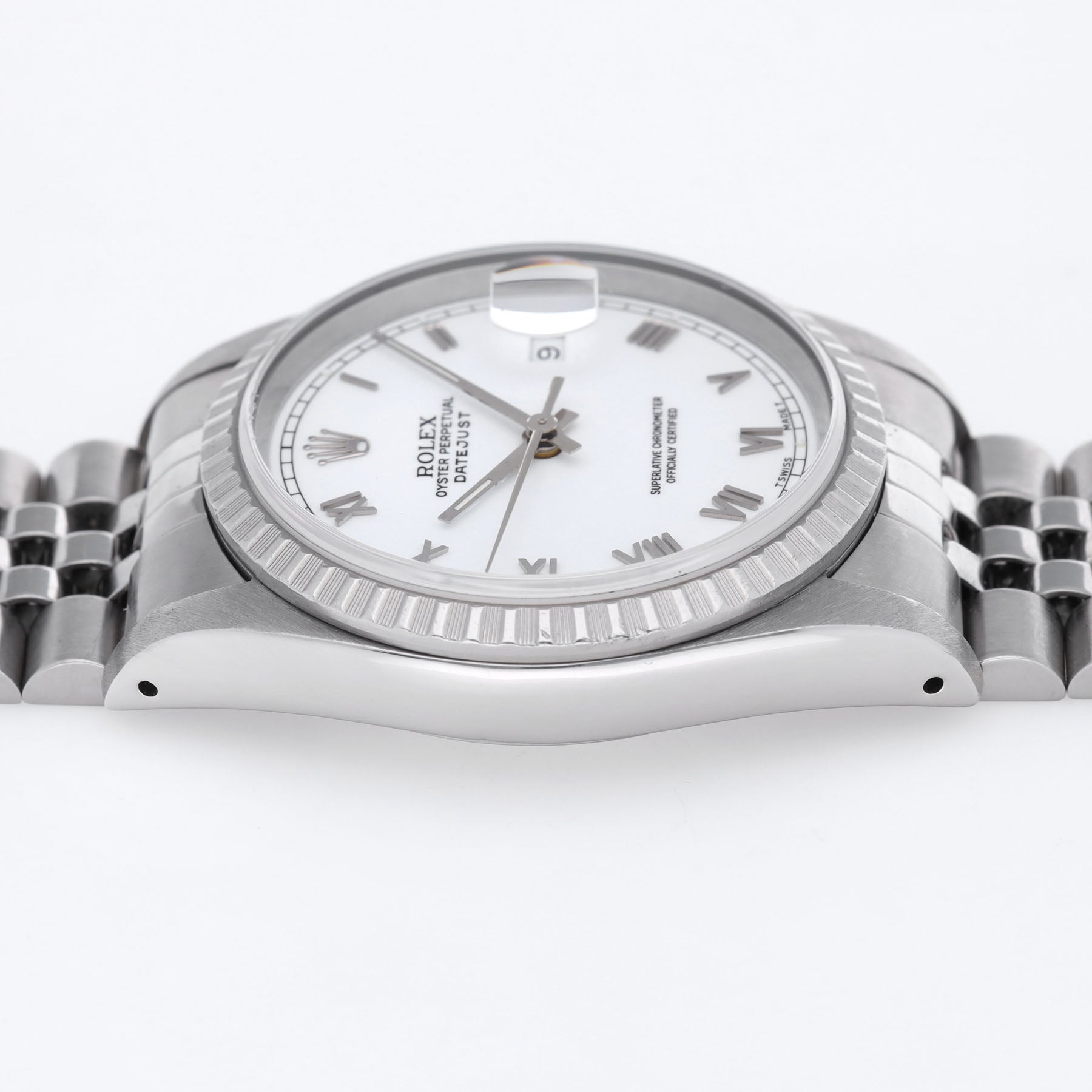 Rolex Datejust 16220 White Porcelain Dial Applied Roman Hours