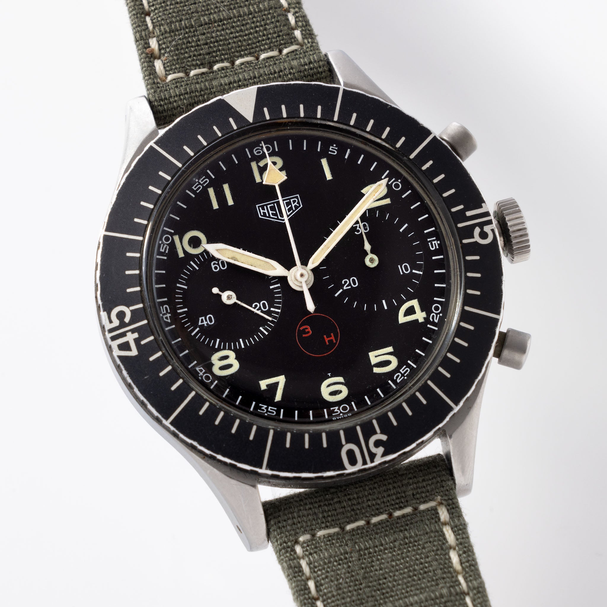 Heuer Chronograph 3H Dial Civilian Model Ref 1550SG