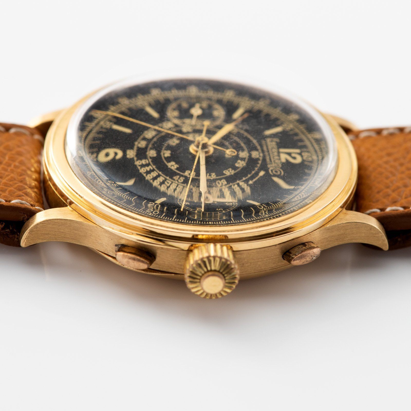 Eberhard Spilt Seconds Chronograph Yellow Gold Case Gilt Dial