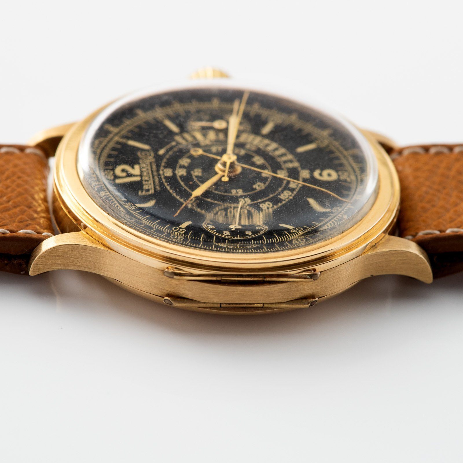 Eberhard Spilt Seconds Chronograph Yellow Gold Case Gilt Dial