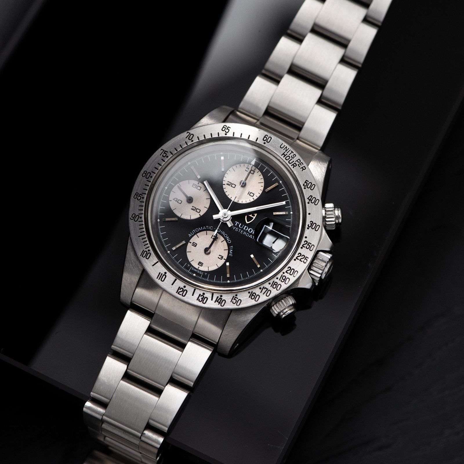 Tudor Oysterdate Chronograph Big Block Black Dial 79180