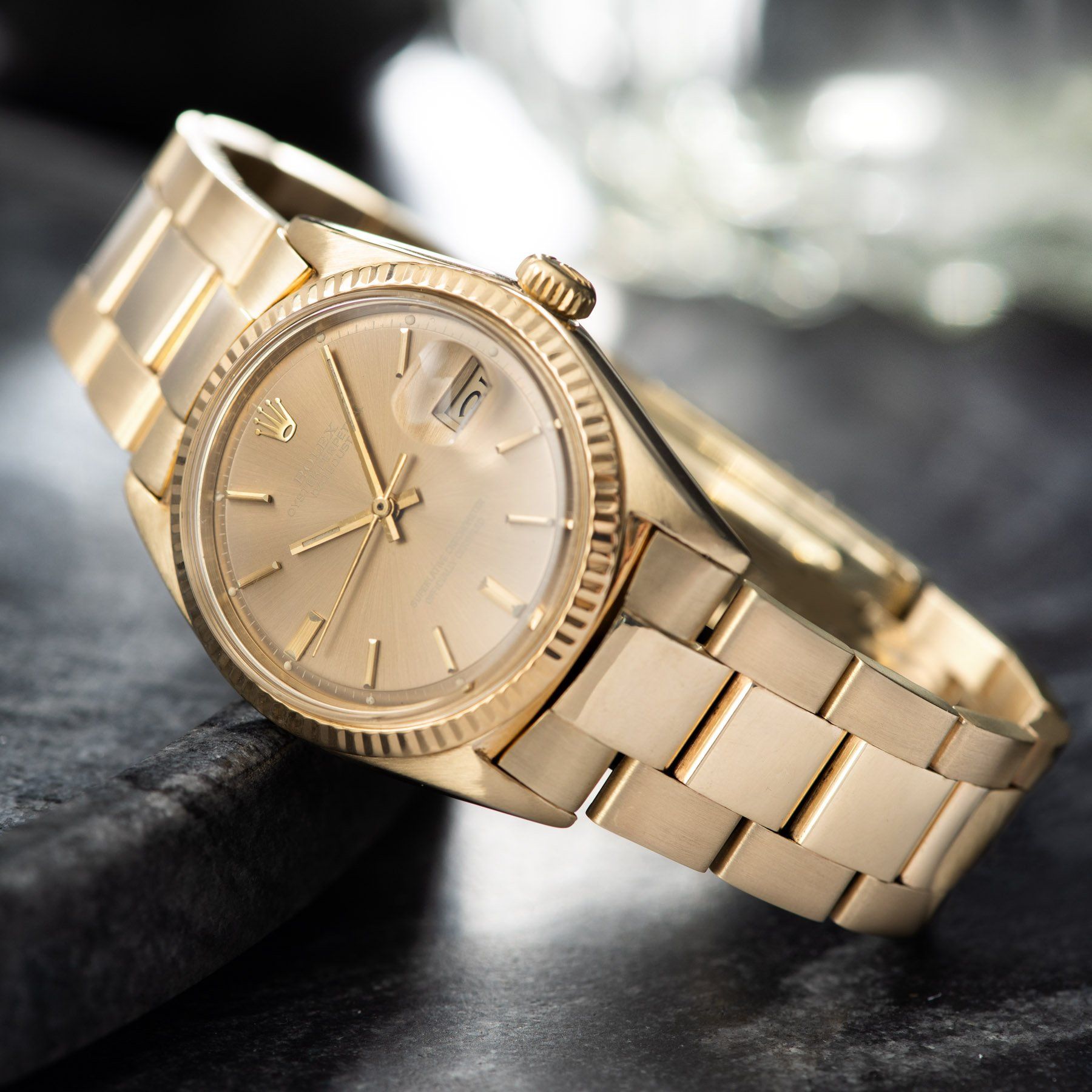 Rolex Datejust 14kt Yellow Gold 1601 Tobacco Dial 