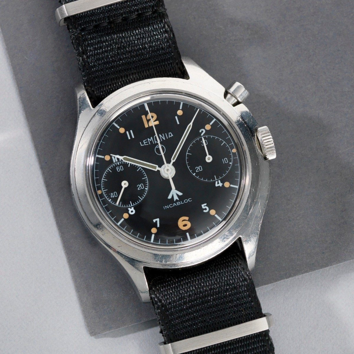 Lemania Chronograph Issued to the Royal Air Force Mono Pusher