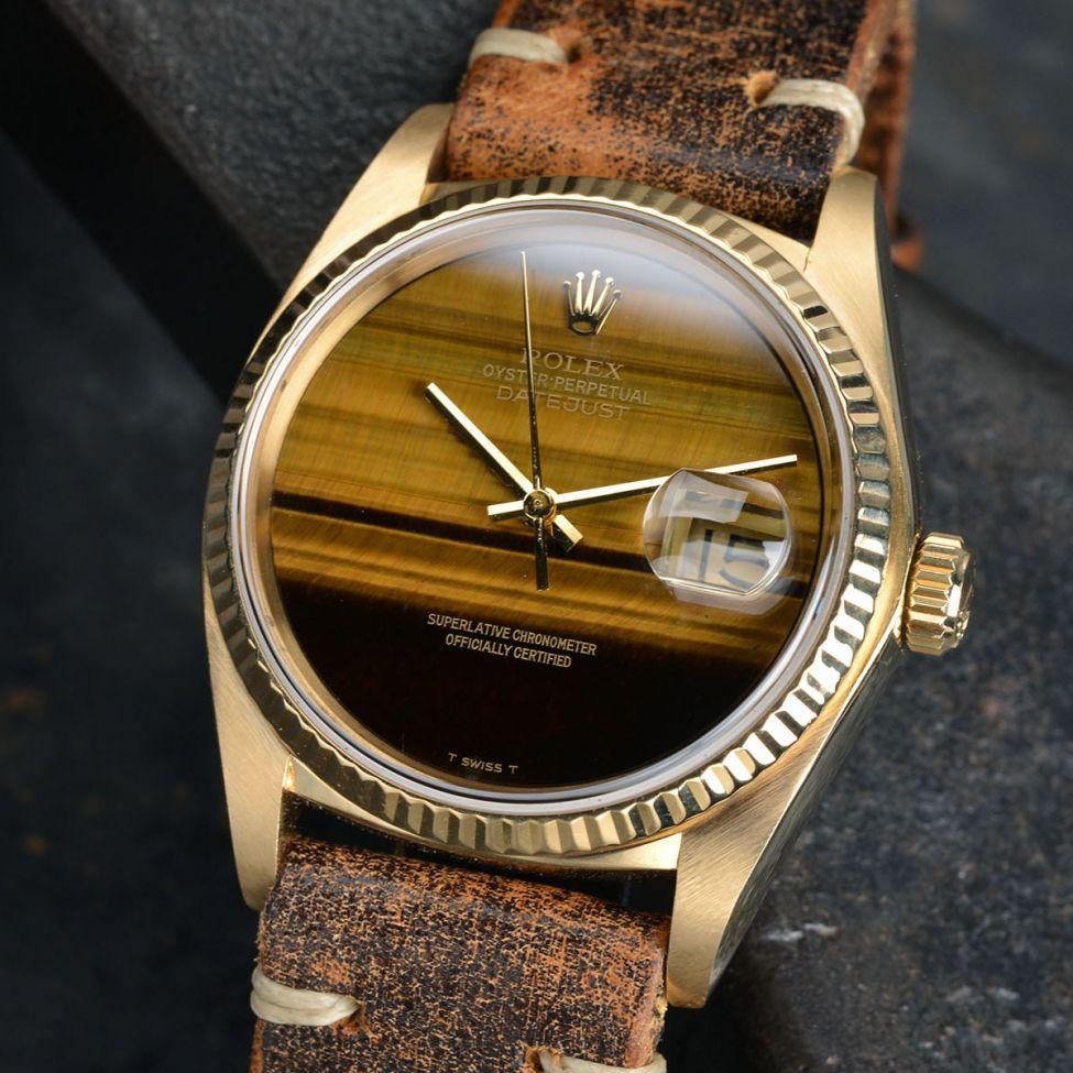 ROLEX 18 KT GOLD DATEJUST 16018 ‘TIGER EYE’ 