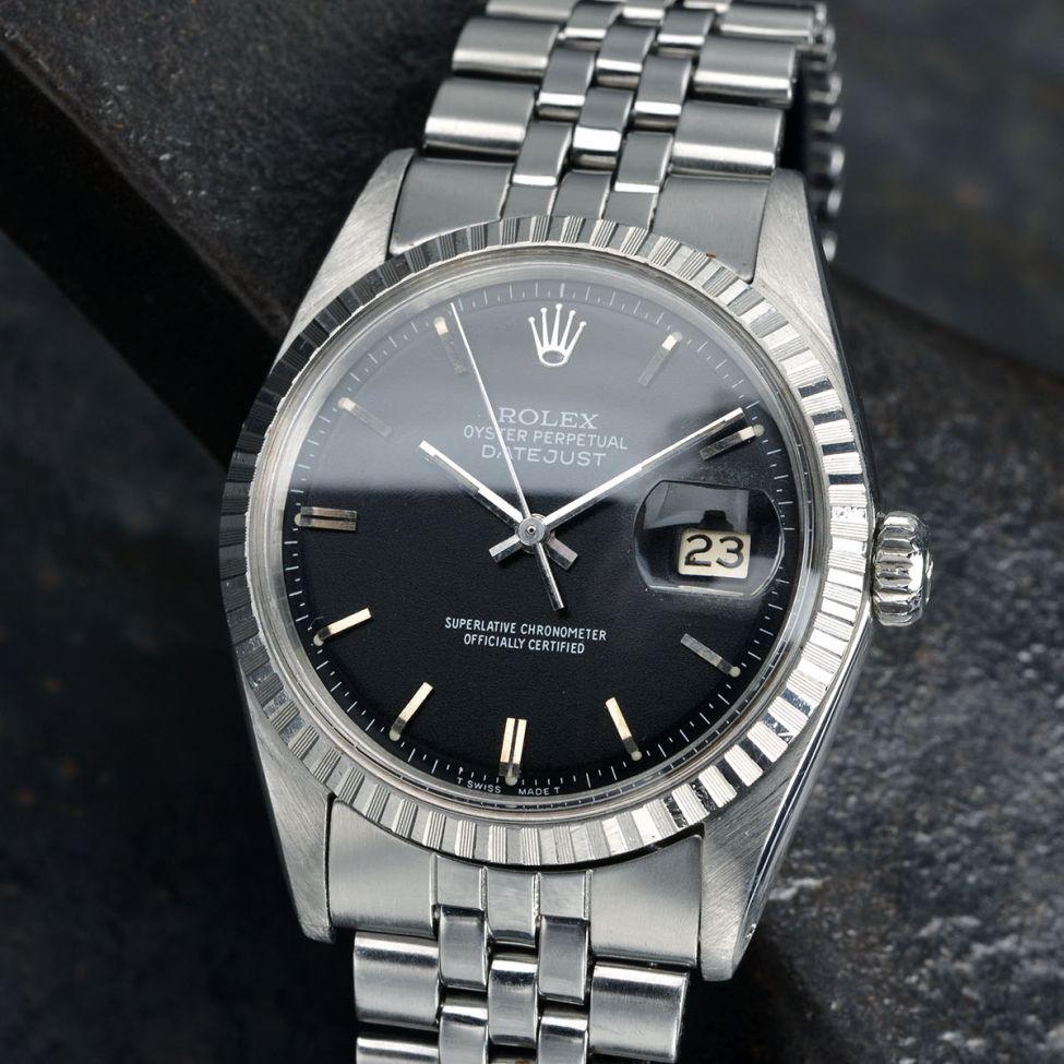 ROLEX 1603 DATEJUST BLACK TRITIUM DIAL